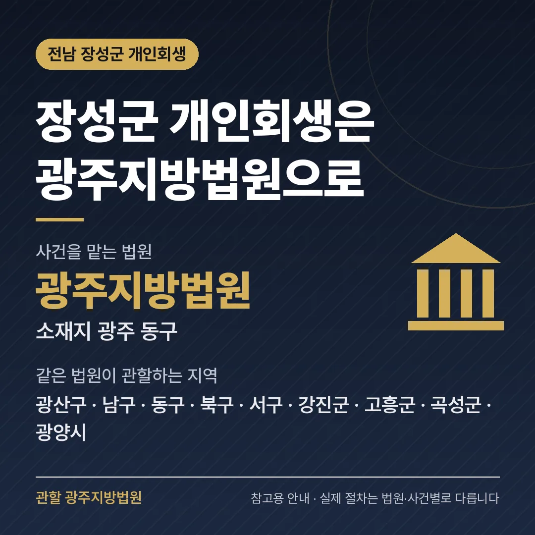 전남 장성군 개인회생 관할 법원 — 광주지방법원