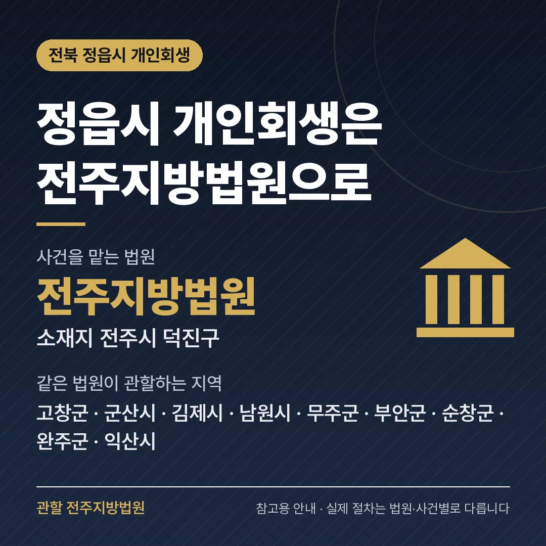 전북 정읍시 개인회생 관할 법원 — 전주지방법원 전북 정읍시 개인회생 관할 법원 — 전주지방법원